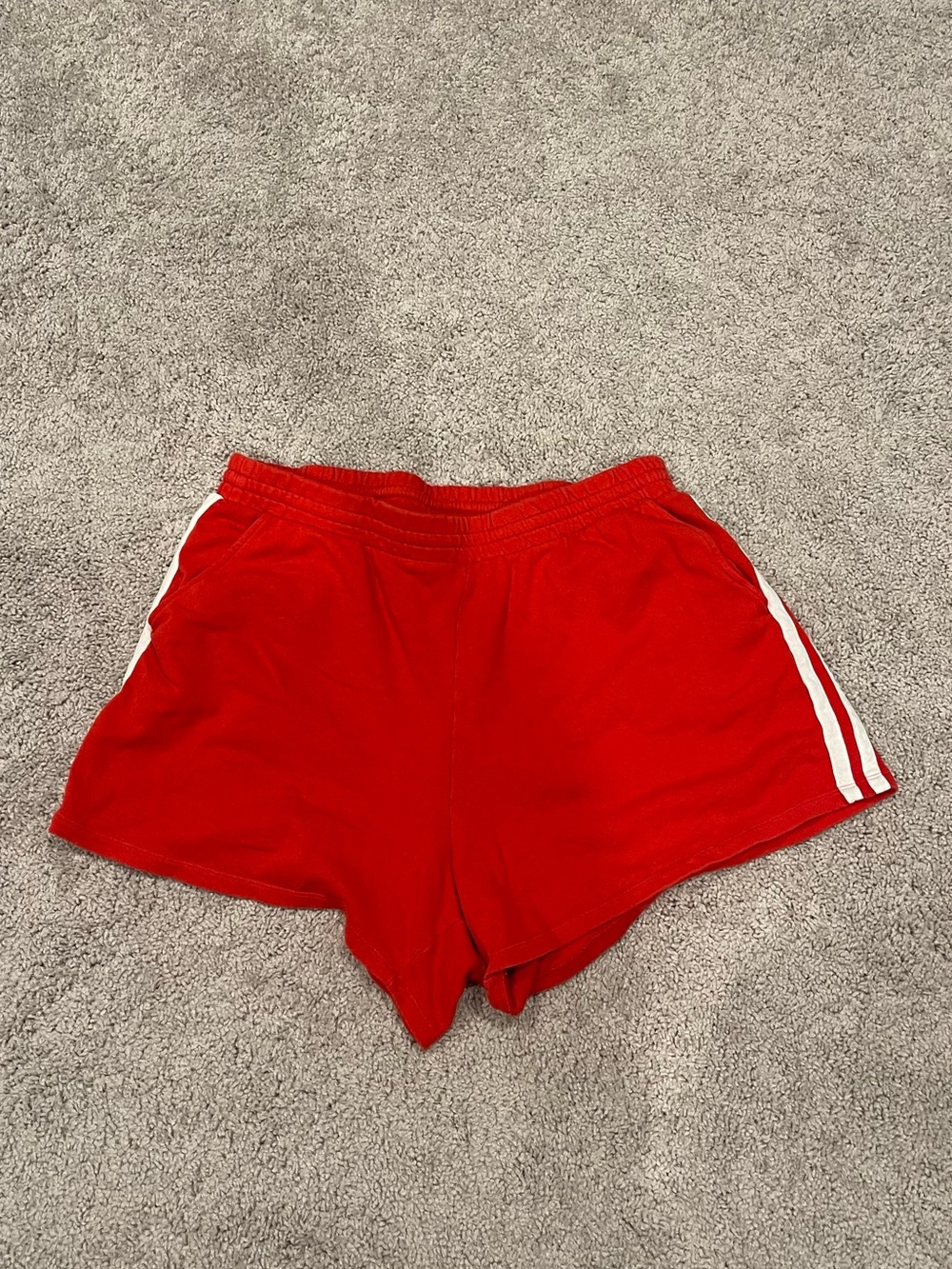 Old Navy Red Athletic Shorts with White Side Stripes